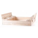 Woody Детски пясъчник с дървени капаци и две пейки - Image 2