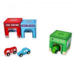 Lelin Toys Комплект с картонени кубчета с дървени колички - Image 3