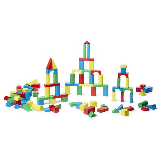 10481-4 Melissa & Doug Дървени цветни блокчета, 100 броя - Image 1