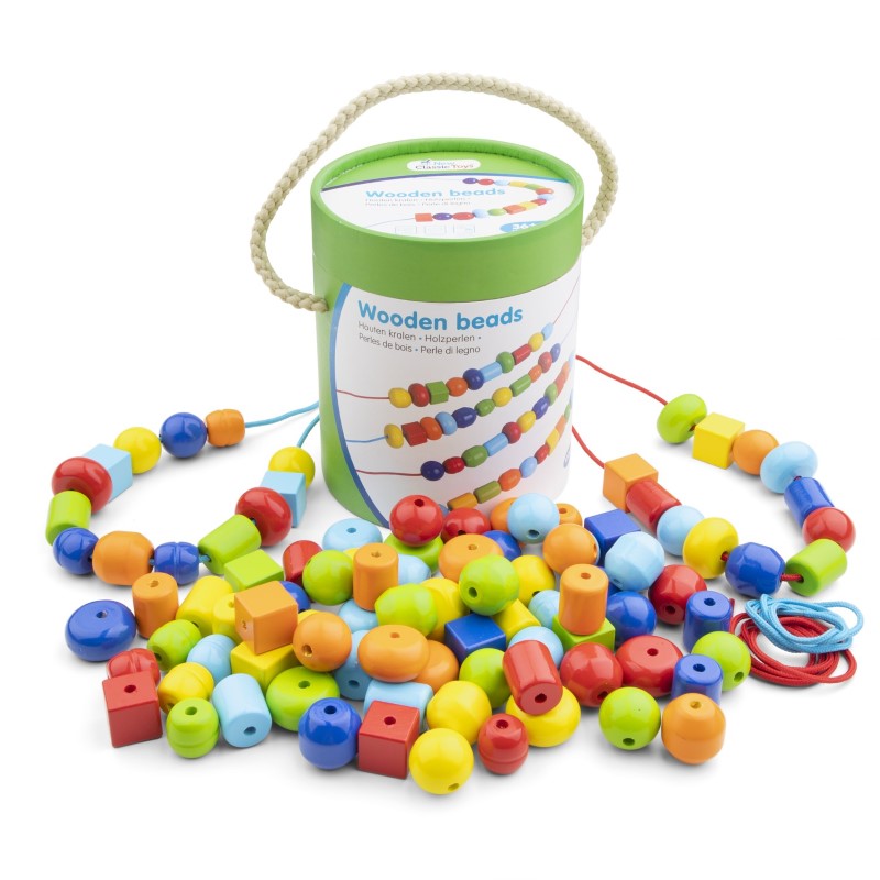 10574-tzvetni-dyrveni-manista-za-nanizvane-new-classic-toys Дървени цветни мъниста за нанизване