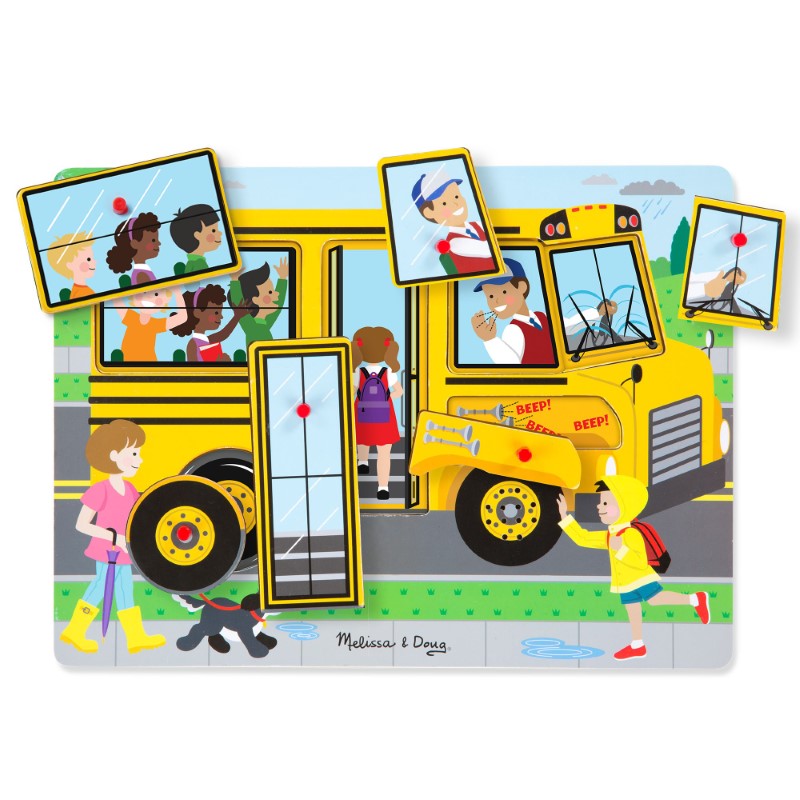 10739-2-puzel-s-zvutzi-avtobus-melissa Melissa & Doug Дървен пъзел със звуци, Автобус - Image 1