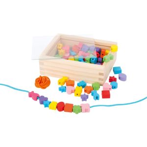 Комплект с дървени цветни мъниста за нанизване