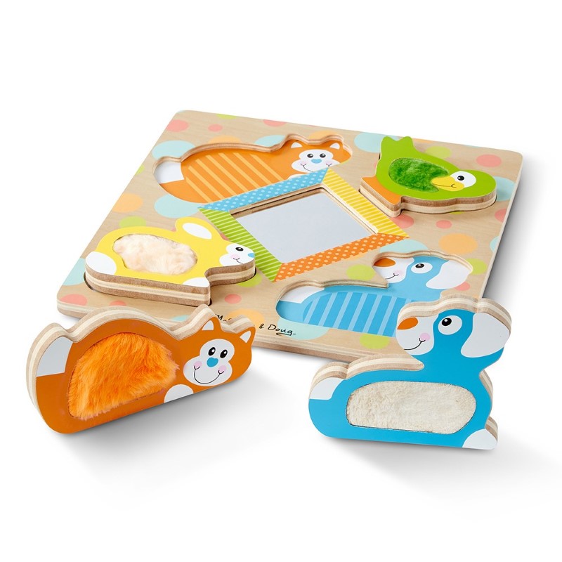 11898-detski-puzel-s-edri-cgasti-melissa Melissa & Doug Дървен пъзел с огледало и животни - Image 1