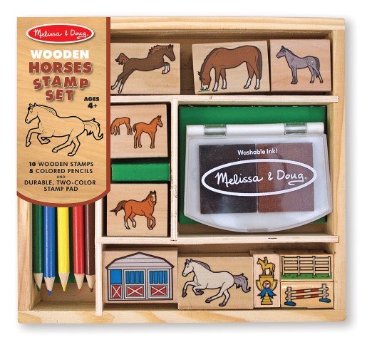 12410-1 Melissa & Doug Дървени печати с коне - Image 1