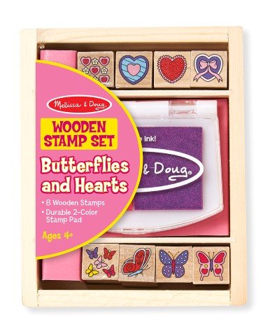 12415-1 Melissa & Doug Дървени печати със сърца и пеперуди - Image 1