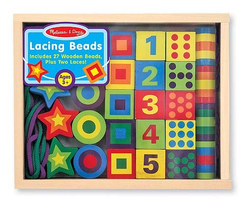 13775 Melissa & Doug Дървени форми и цифри за нанизване - Image 1