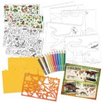 DinosArt Книжка за рисуване с шаблони и стикери, Динозаври - Image 2