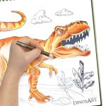 DinosArt Книжка за рисуване с шаблони и стикери, Динозаври - Image 5