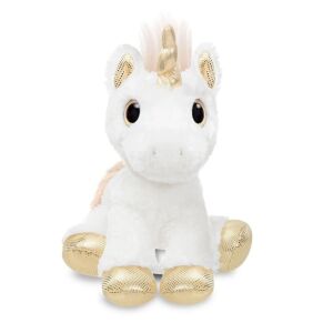 Aurora Плюшен Бял еднорог със златен рог, 25 см