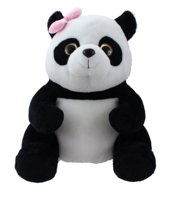 180183A-plushena-pamda-s-rozova-pandelka-aurora Aurora Плюшена Панда с розова панделка, 39 см