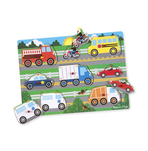 19051-1 Melissa & Doug Дървен пъзел с превозни средства - Image 1