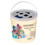 Kruzzel Дървени блокчета Град с пъзел, 100 броя - Image 13