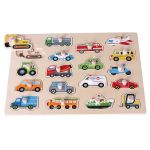 Дървен пъзел с дръжки Превозни средства Lelin Toys