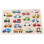 Дървен пъзел с дръжки, Превозни средства, Lelin Toys