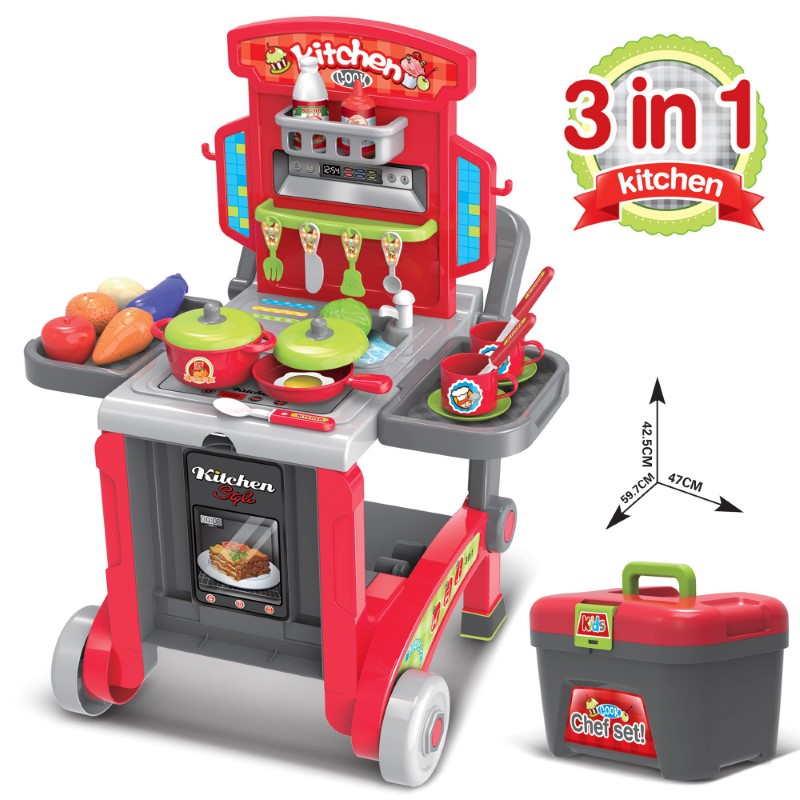 22686-detska-kuhnya-s-aksesoari-buba Buba Детска кухня с аксесоари Kitchen little Chef, червена - Image 1