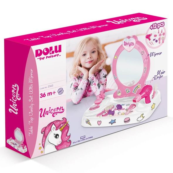 2563-detska-nastolna-toaletka-dolu-ednorog Dolu Toys Детска настолна тоалетка с гримове