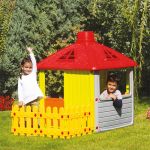 Dolu Toys Детска градинска къща с ограда, жълта 1