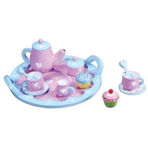 Дървен сервиз за чай, Сърца Lelin Toys