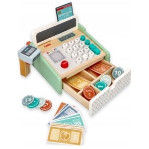 Детски дървен касов апарат с баркод четец