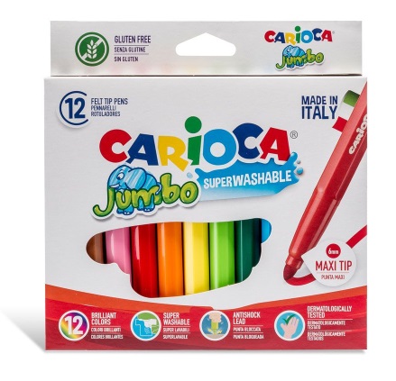 40569-tzvetni-flumasteri-jumbo-carioca Carioca Маркери Jumbo, 12 цвята - Image 1
