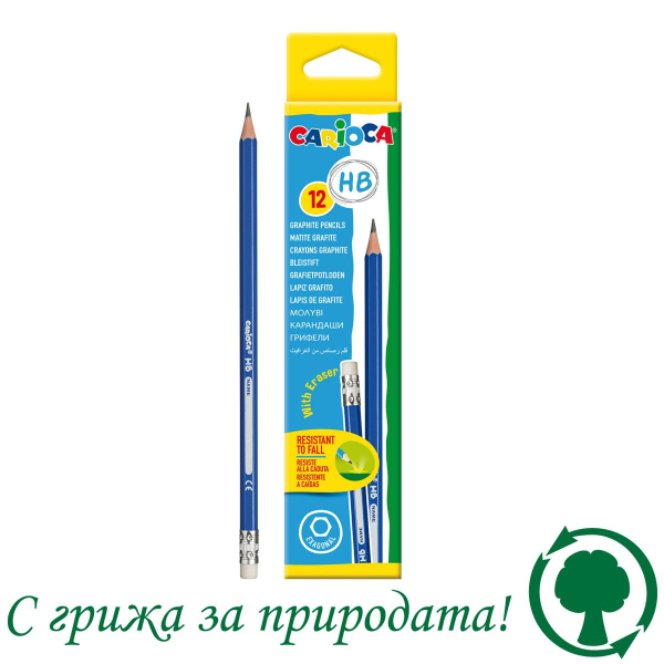 42797-molivi-hb-s-guma-carioca Carioca Черен молив HB с гума, 12 броя - Image 1