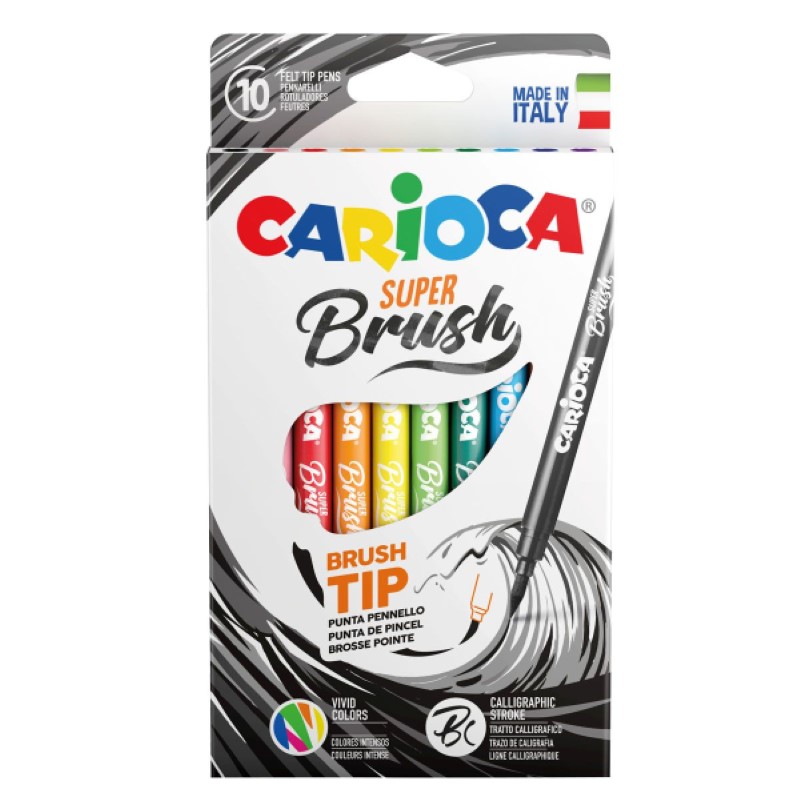 42937-tzvetni-flumastri-super-brush Carioca Флумастери Super brush, 10 цвята - Image 1