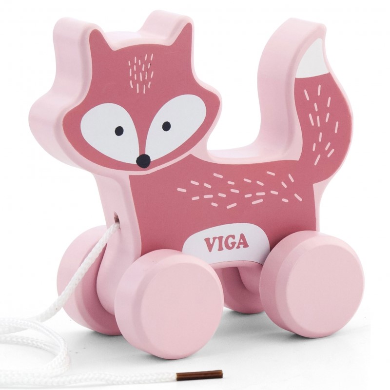 44002-dyrvena-igrachka-za-dyrpane-lisitza-polar-b-viga-toys Дървена играчка лисица с въже за дърпане - Viga Toys