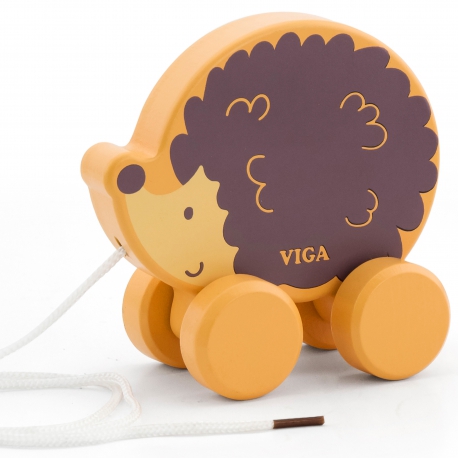 44003-viga-toys-dyrven-taralezh-za-dyrpane Дървено таралежче с въже за дърпане - Viga Toys