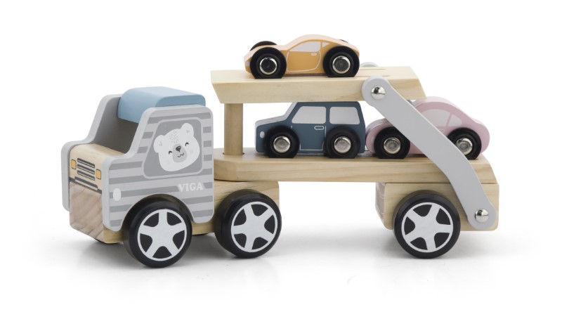 44014-detski-kamion-s-koli-vigatoys Дървен автовоз с колички - Viga Toys