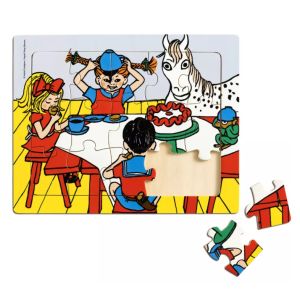 Дървен пъзел в рамка Пипи Дългото чорапче - Pippi