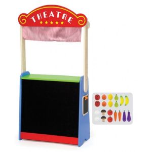 Дървен магазин с плодове и театър, 2 в 1 - Viga Toys
