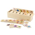 Дървена игра за сортиране на плодове, зеленчуци и животни