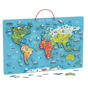 Дървен магнитен пъзел, Карта на света - Viga Toys
