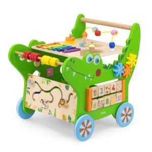 Дървена количка с 12 активности, Крокодил - Viga Toys