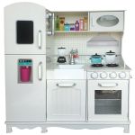 Детска дървена кухня с хладилник и аксесоари, голяма, Malatec