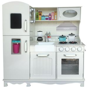 Детска дървена кухня с хладилник и аксесоари, голяма, Malatec