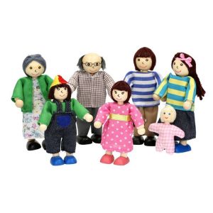 Мини дървени кукли Семейство Lelin Toys
