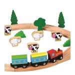 Lelin Toys Дървено влакче с релси и аксесоари, 50 части - Image 5