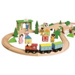 Lelin Toys Дървено влакче с релси и аксесоари, 50 части - Image 3