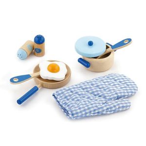 Дървен комплект за готвене, син - Viga Toys