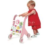 Дървена количка Уолкър с активности, розова - Viga Toys - Image 3
