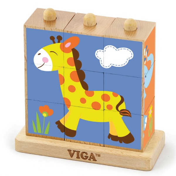 50834 Дървени кубчета с Диви животни - Viga Toys