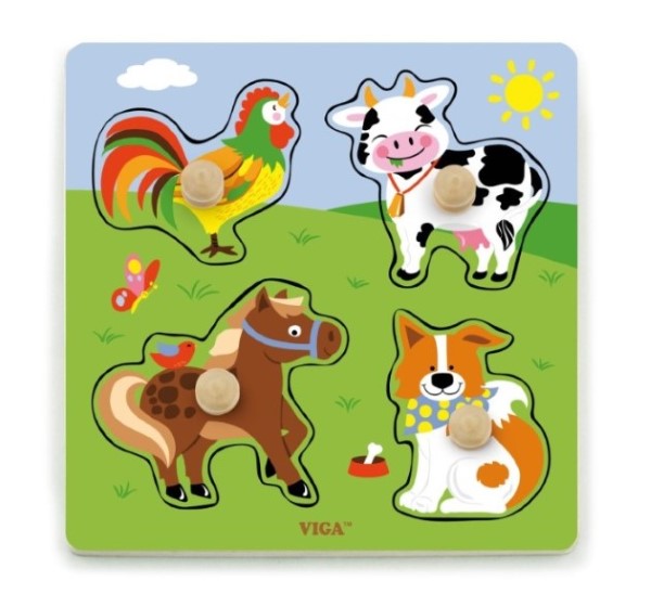50839-detski-plosak-pazel-s-domashni-zhivotni-viga-1 Детски пъзел с дръжки Ферма - Viga Toys
