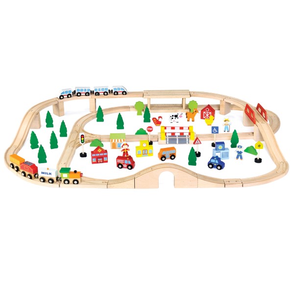 50998 Дървен влак с релси и аксесоари - Viga Toys