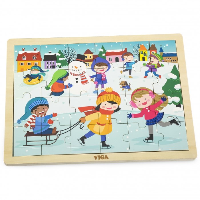 51272-detski-pazel-zimna-prikazka-viga-1 Дървен пъзел Зимна приказка, 24 части - Viga Toys