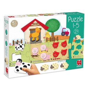 Дървен пъзел с броене, Животни от фермата - Goula