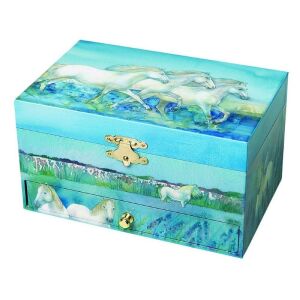 Музикална кутия за бижута, Бели коне - Trousselier