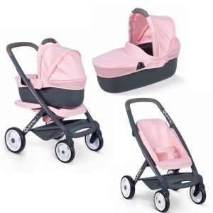 Smoby Количка за кукли Pram Quinny, 3 в 1, розова