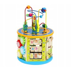 Дървен образователен куб с лабиринт, 8 в 1, Malatec