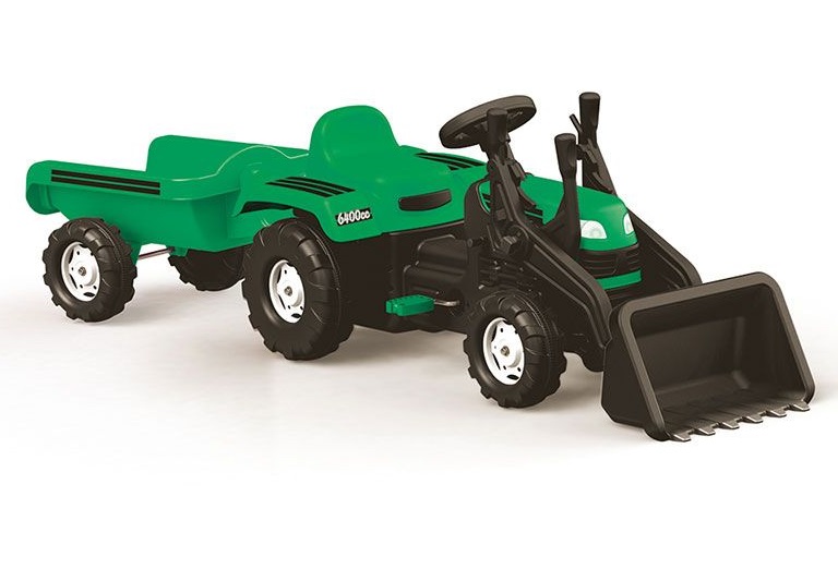 8048-traktor-s-pedali-i-remarke-dolu-zelen Dolu Toys Трактор с педали и ремарке